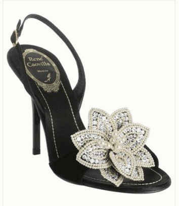 Black velvet flower slingback sandals