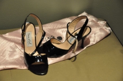 			Black open toe 3 inch heel tango shoes