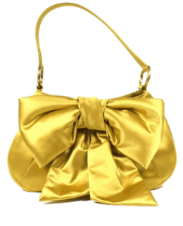 YSL Satin Bow Gold Evening Bag