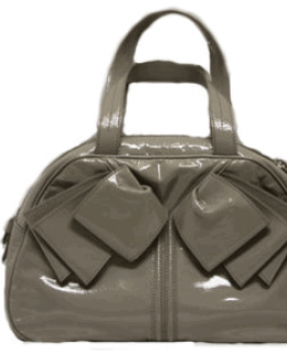 YSL Obi Bow Handbag Grey Patent Leather