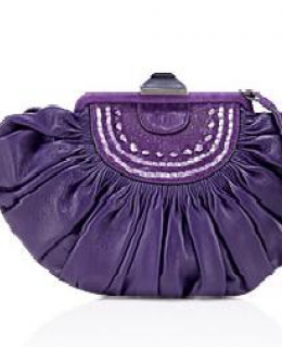 Christian Dior Purple Leather Plisse Clutch