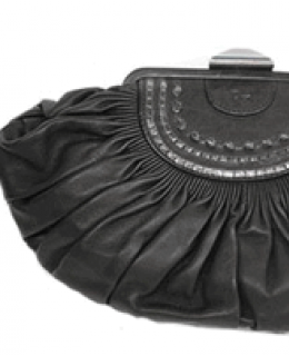 Christian Dior Black Leather Plisse Clutch