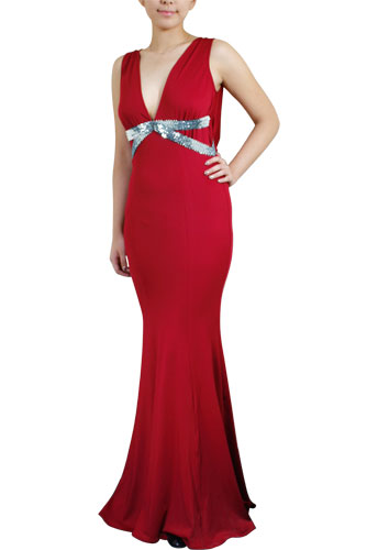 Red Sexy Bead Fishtail Evening Dress