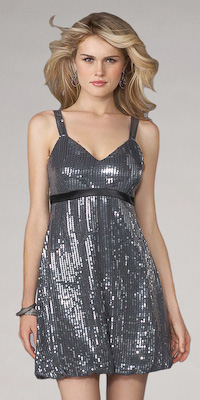 Silver Sequined Bubble Prom Dresses